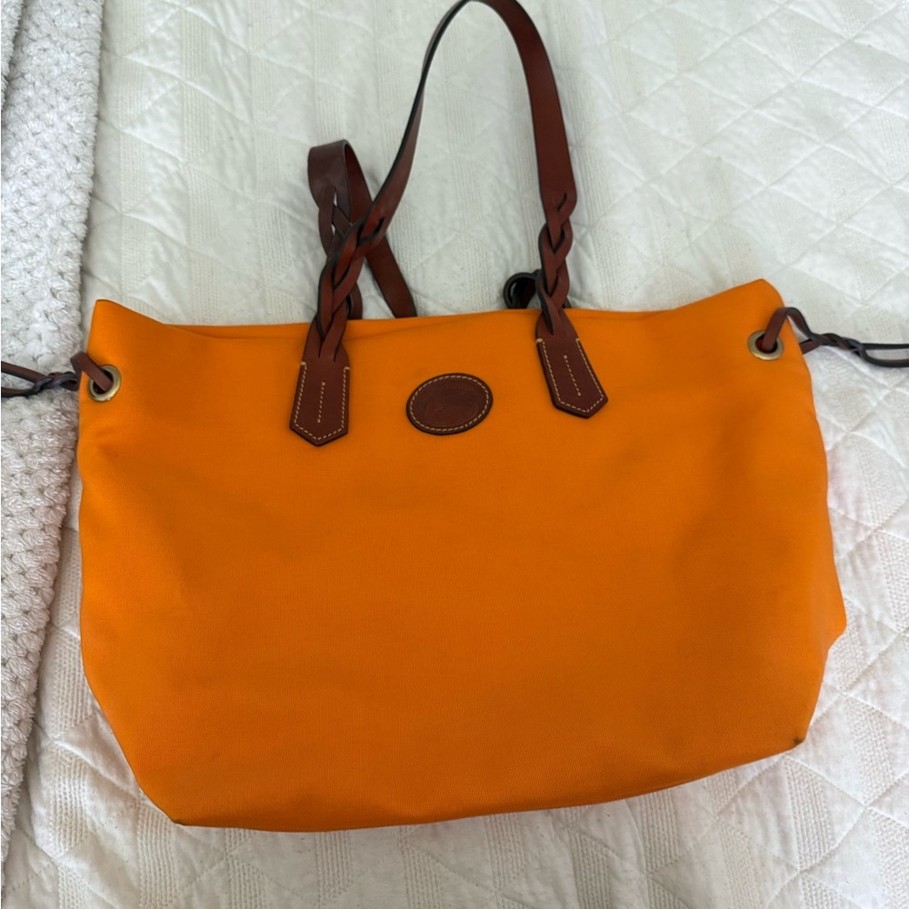 Dooney & Bourke Orange Tote with Brown Handles
